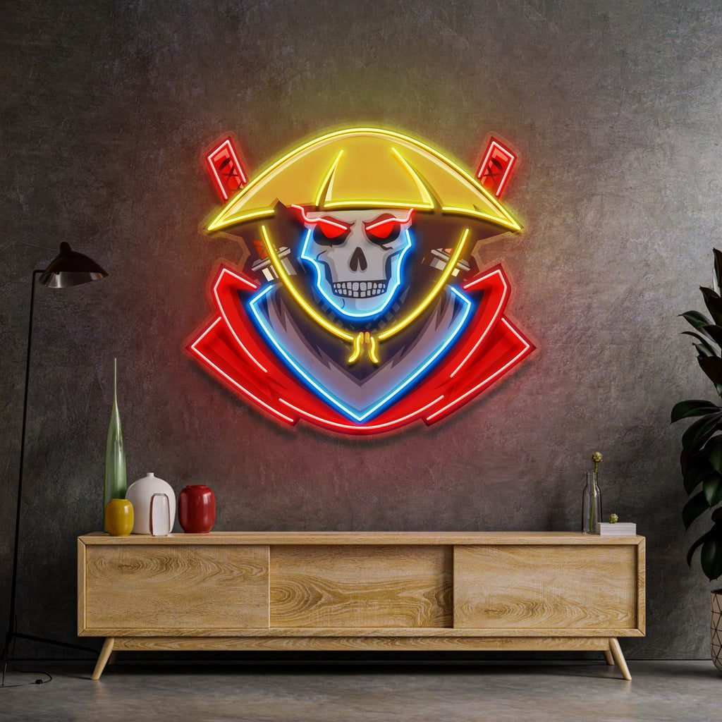 Dark Samurai Skull LED Neon Sign Light Pop Art - Image 2