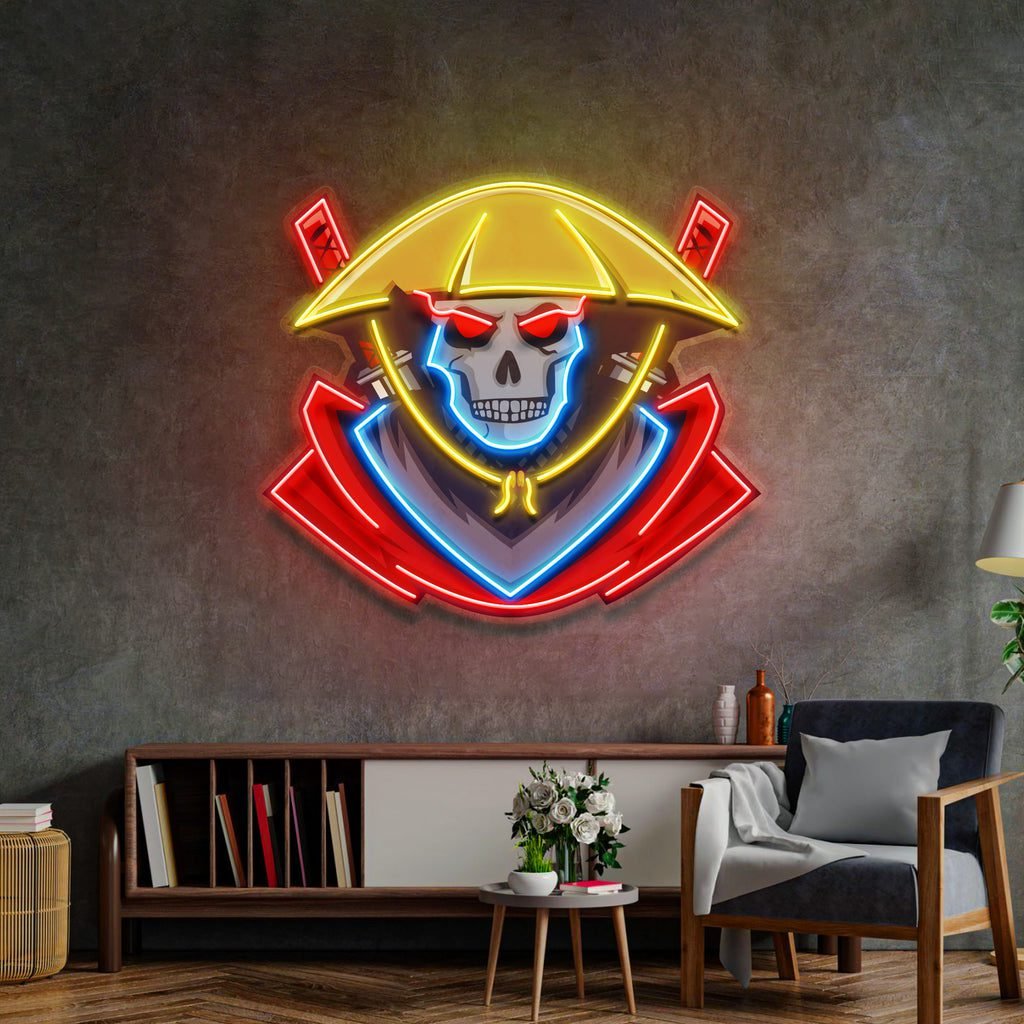 Dark Samurai Skull LED Neon Sign Light Pop Art - Image 3