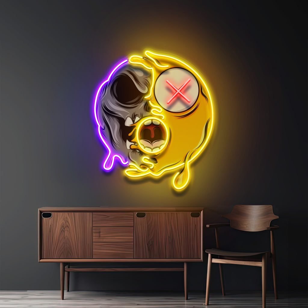 Dead Emoji Skull LED Neon Sign Light Pop Art - Image 2