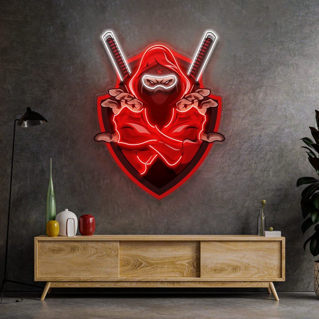 Red Ninja LED Neon Sign Light Pop Art - Image 2