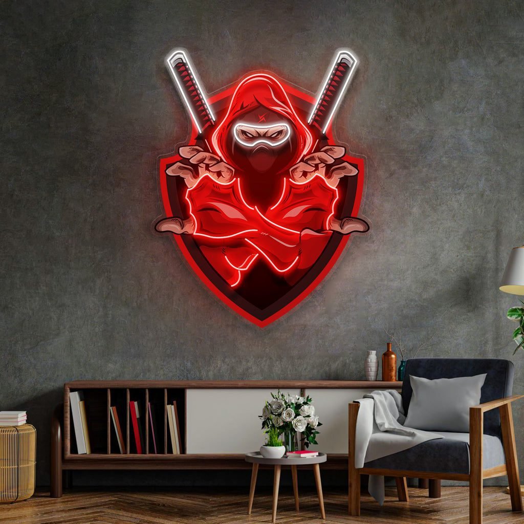 Red Ninja LED Neon Sign Light Pop Art - Image 3