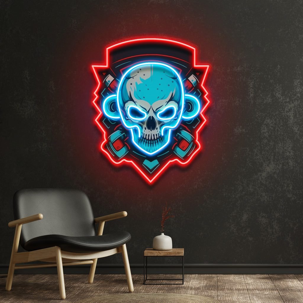 Shield Monkey Skull LED Neon Sign Light Pop Art - Image 2