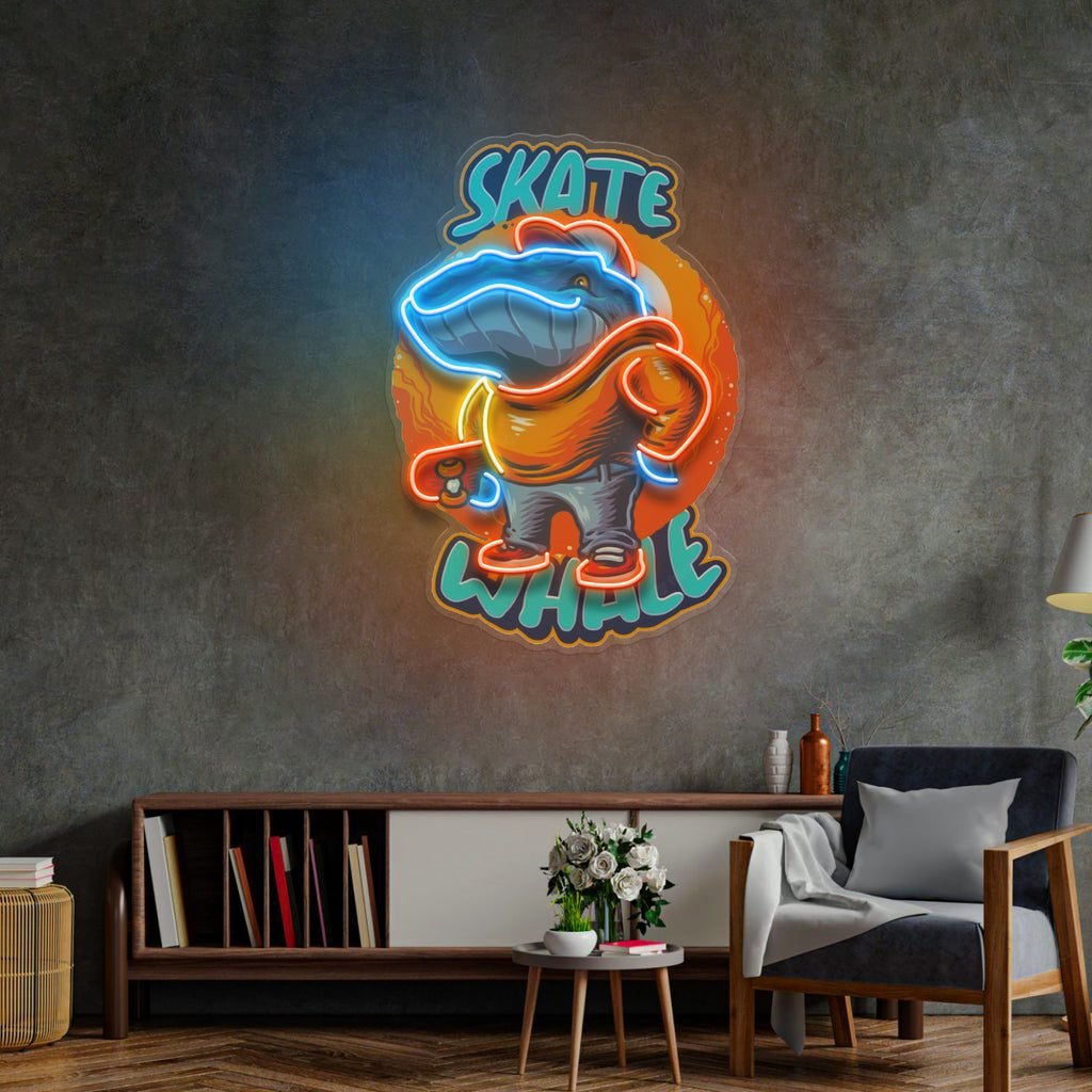 Skater Whale LED Neon Sign Light Pop Art - Image 2