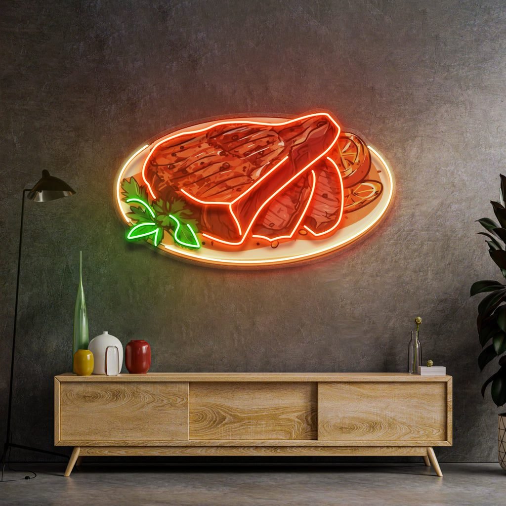 Steak Beef Steak LED Neon Sign Light Pop Art - Image 3