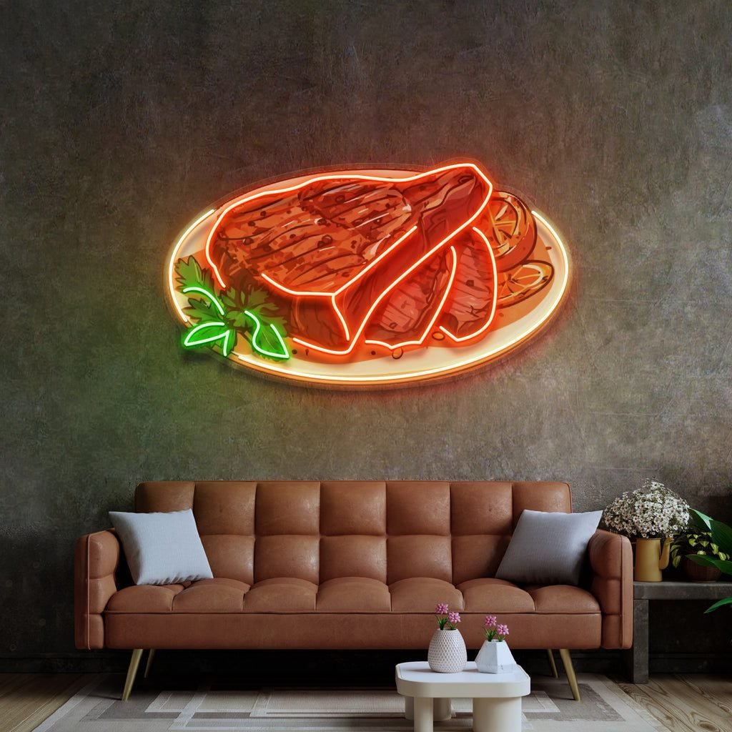 Steak Beef Steak LED Neon Sign Light Pop Art