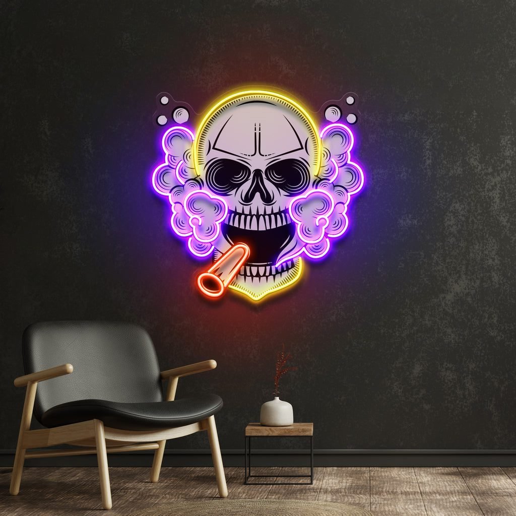 Tobacco Skull Vibe LED Neon Sign Light Pop Art - Image 3